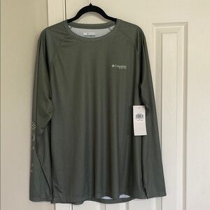 Columbia PFG Green Long Sleeve Performance Sun Protection Tee